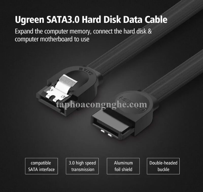 Ugreen 30796 0.5M màu Đen Cáp truyền dữ liệu SATA 3.0 cao cấp US217 30030796